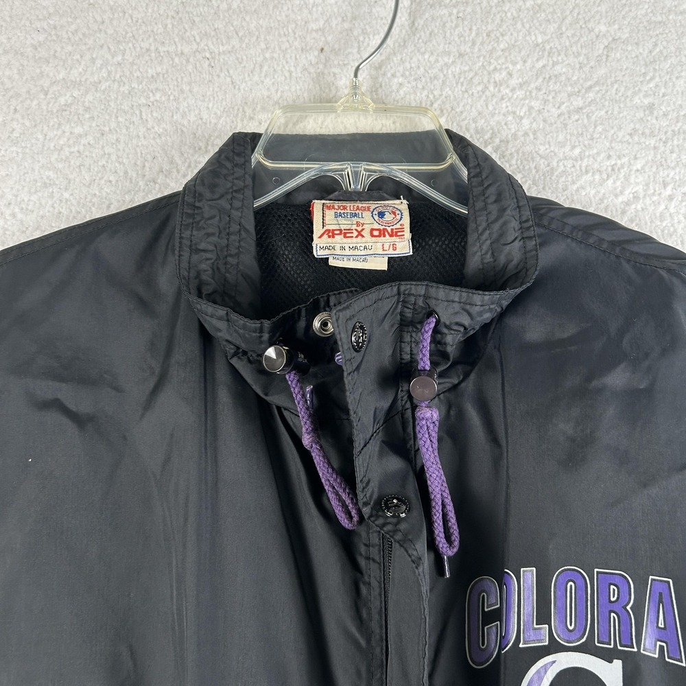 Vintage Colorado Rockies Jacket Mens Large Black MLB Baseball Apex One 90s Retro - Picture 11 of 16